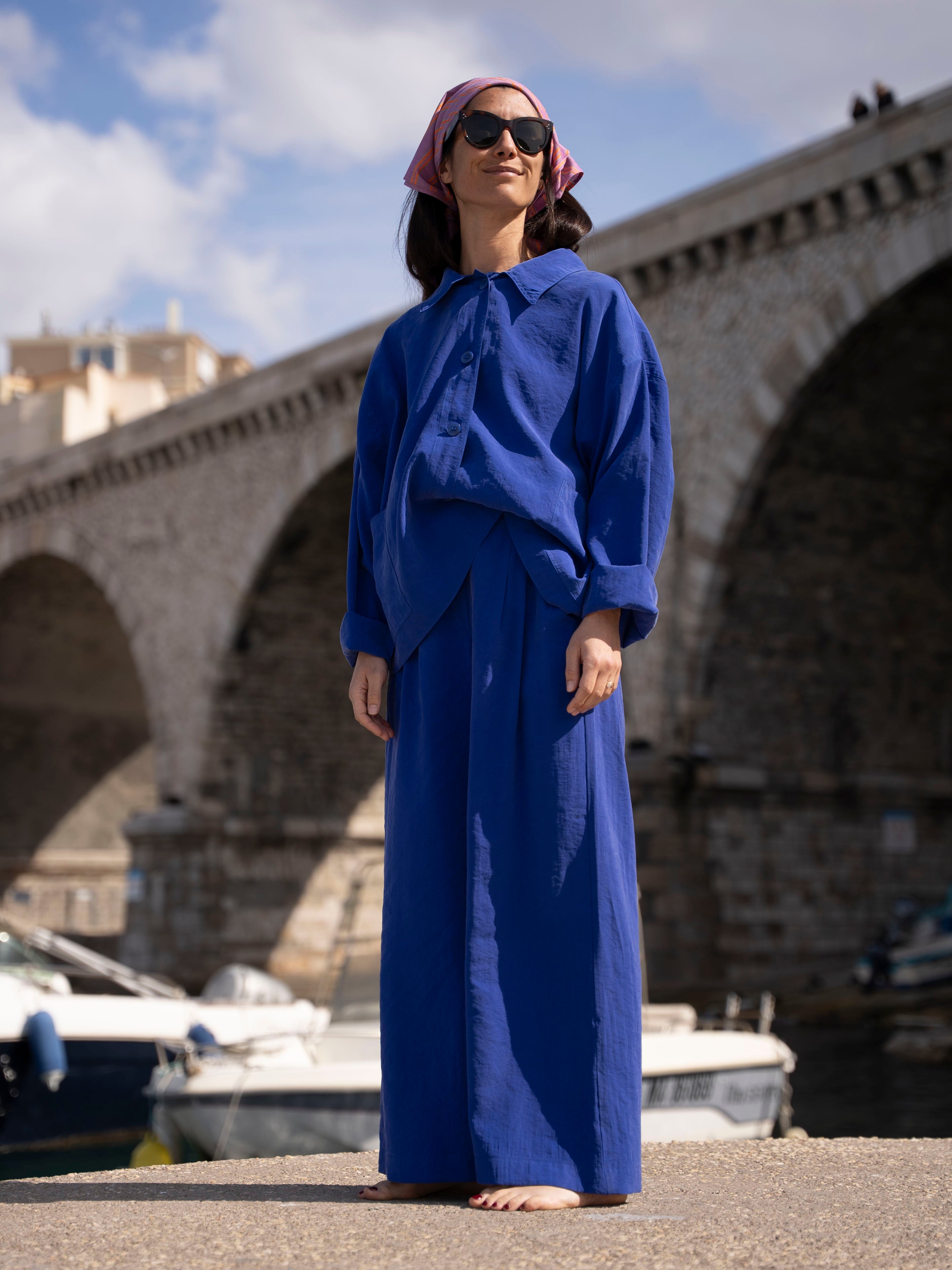 Pantalon Julio bleu roi et veste Bacci bleu roi Near The Sun Vêtement anti UV pour femme UPF 30