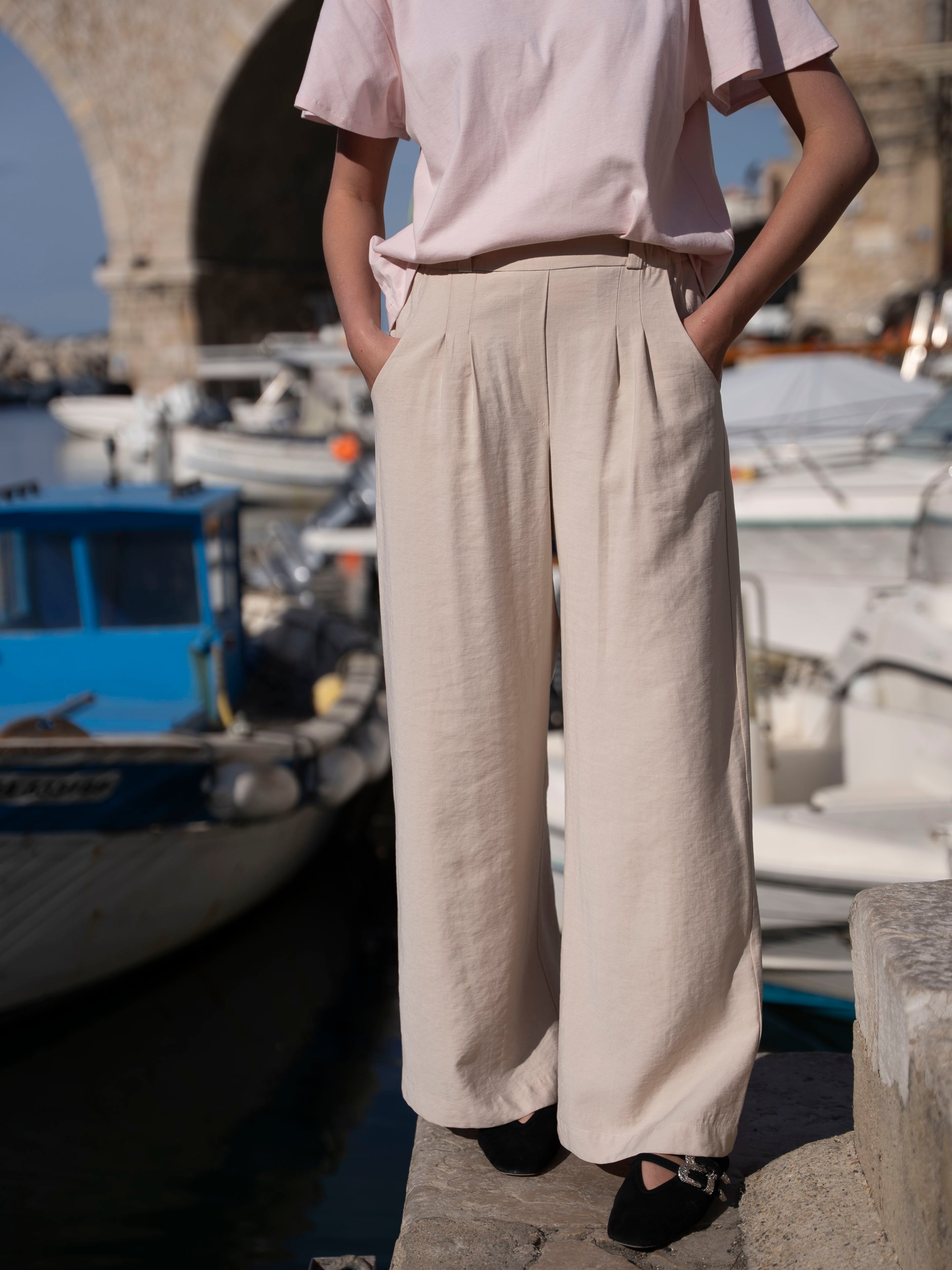 Pantalon Julio bleu crème Near The Sun Vêtement anti UV pour femme UPF 15