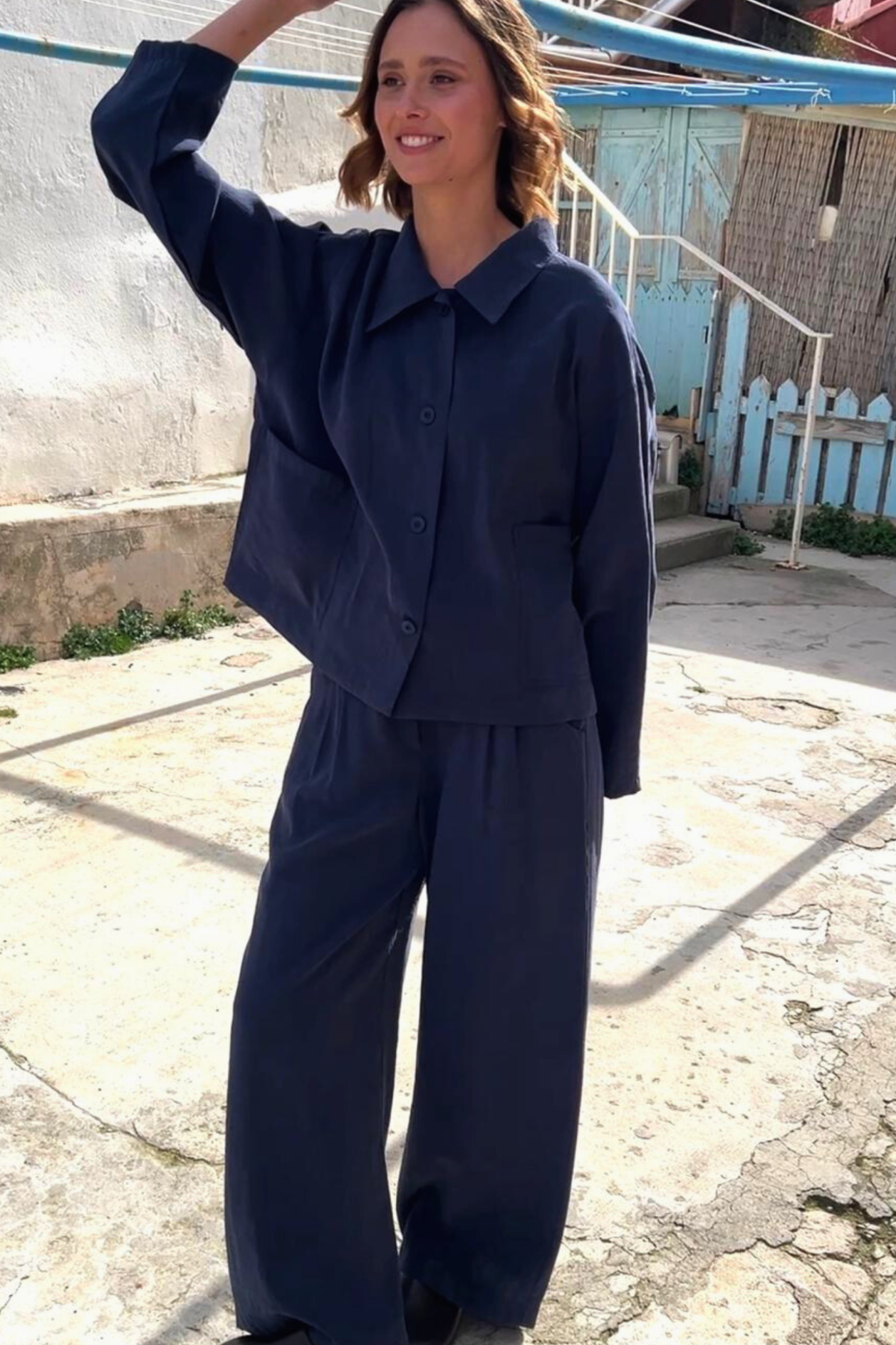 Veste Dahi et pantalon julio bleu marine Near The Sun vêtement pour femme anti-UV UPF 30