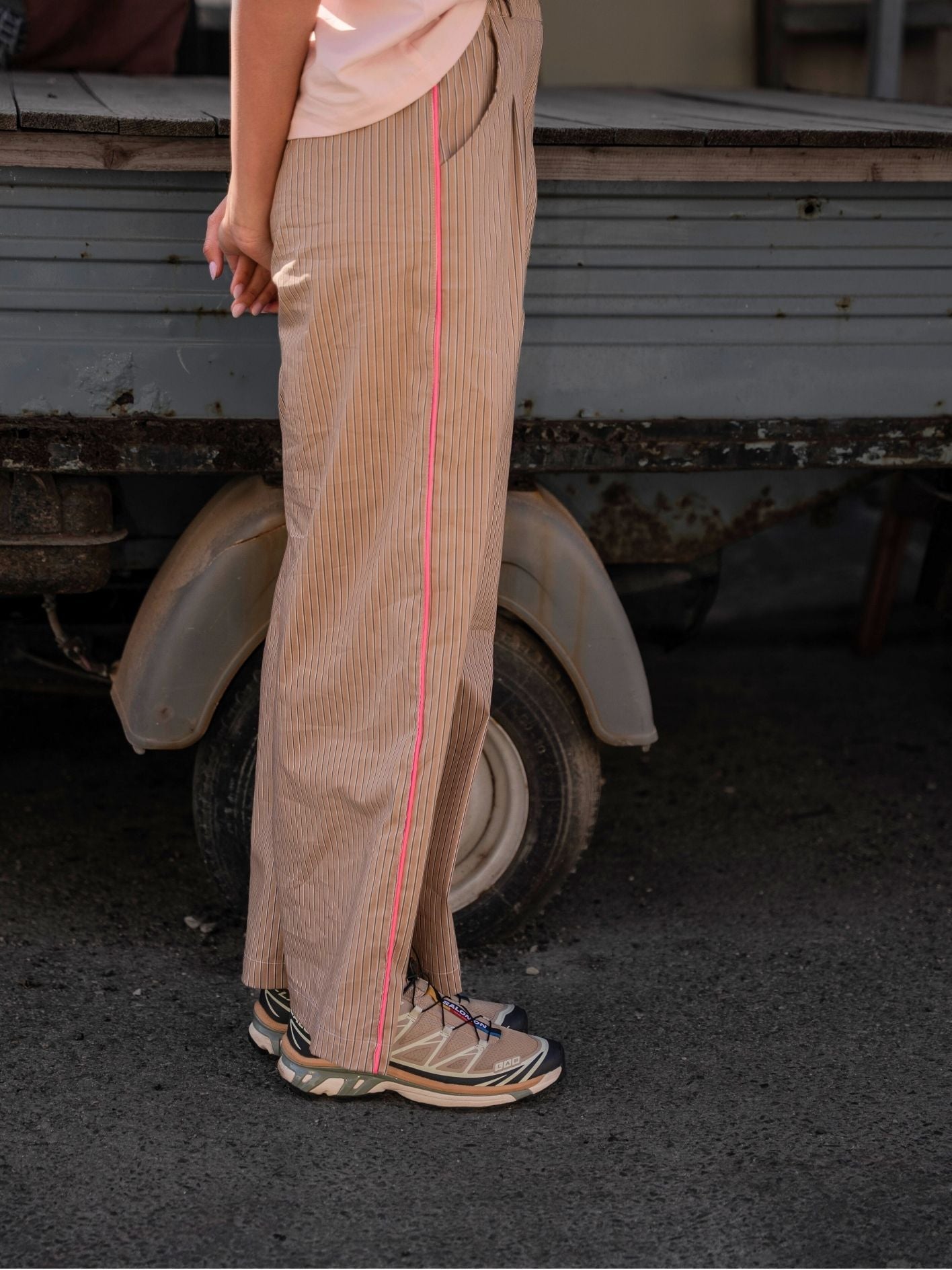 Pantalon Julio beige rayé Near The Sun vêtement pour femme anti-UV UPF 30