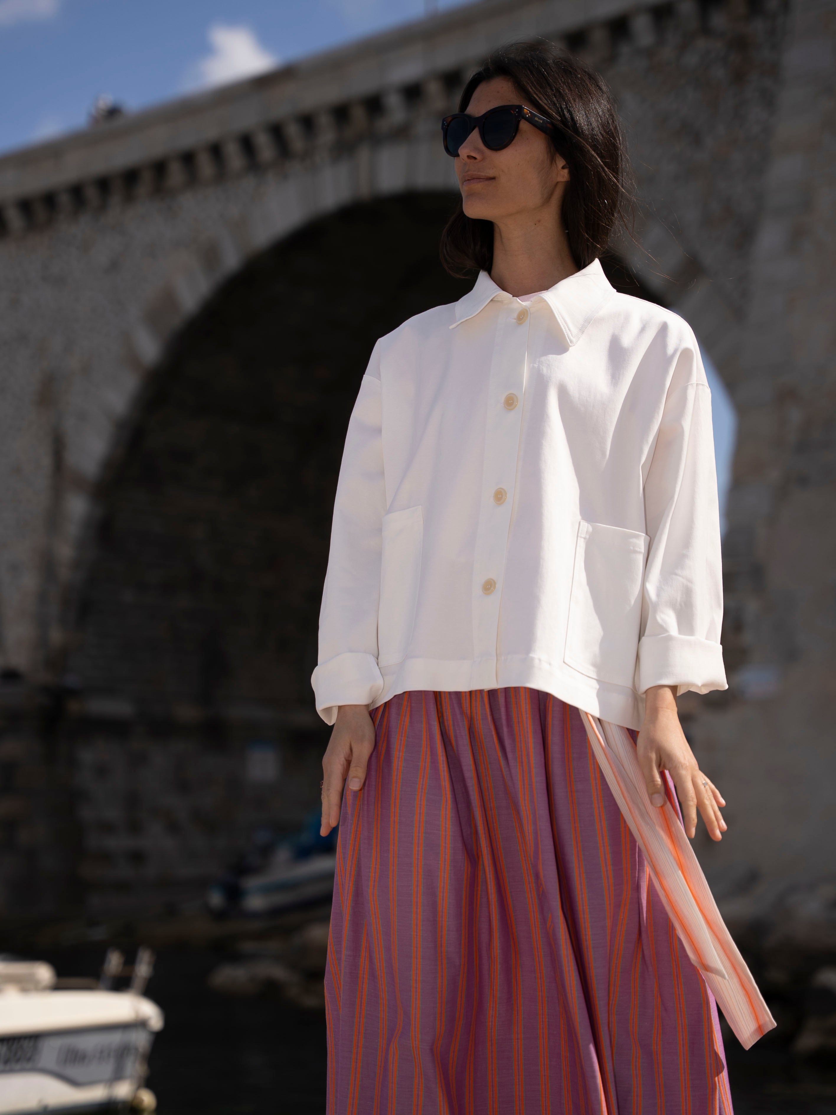 Veste BACCI blanche et Jupe ASANA Near The Sun Vêtement anti UV pour femme UPF 50+